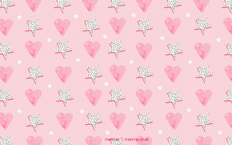 Seamless Pattern with Kawaii Pink Hearts Isolated on White