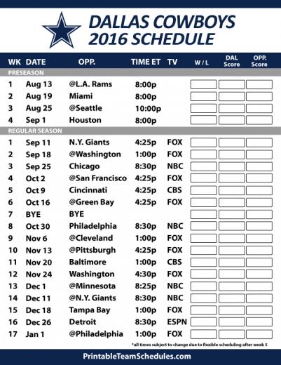 Free download Dallas Cowboys Schedule 2014 Printable PDF Dallas Cowboys ...