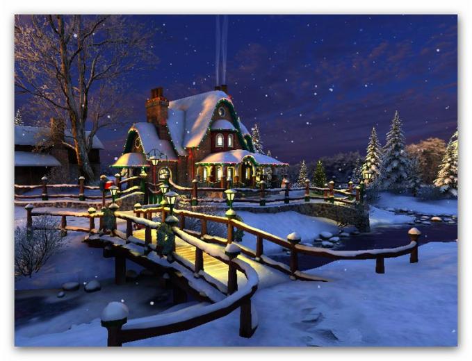 Free download Pictures 3d snowy cottages screensaver animated ...