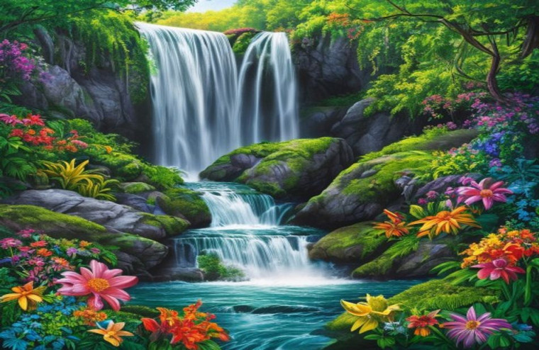 Waterfall AI Wallpaper With Sound