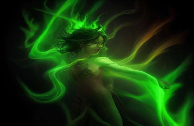 Green Flame AI Wallpaper