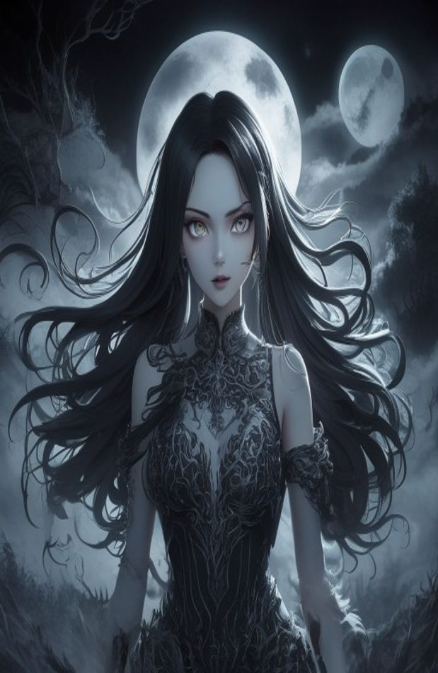 Dark Anime Girl AI Wallpaper