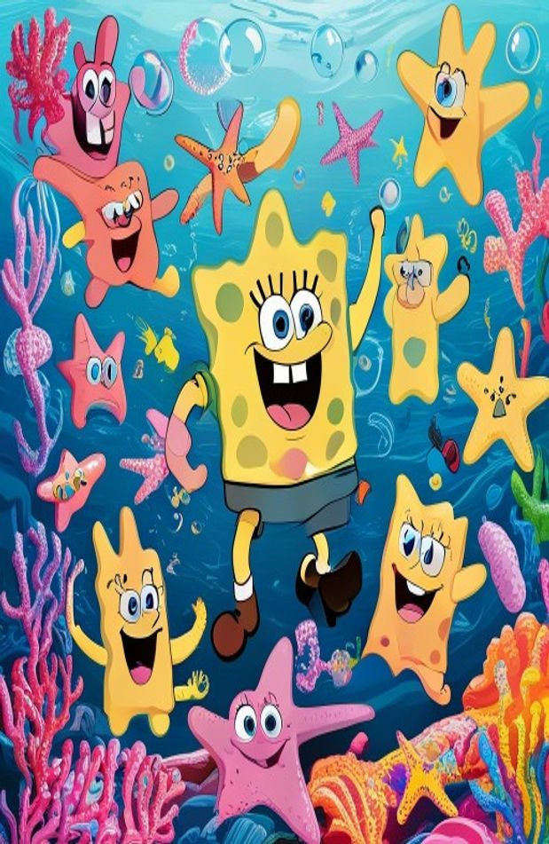 Funny Patrick Star AI Wallpaper
