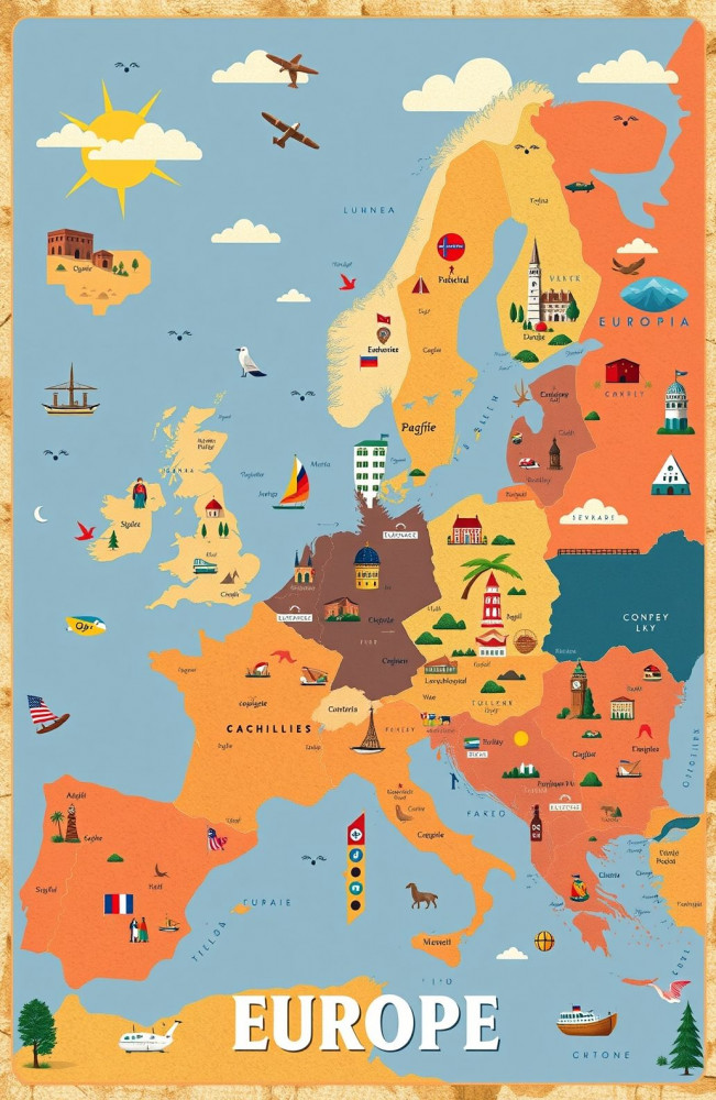 Map Of Europe AI Wallpaper