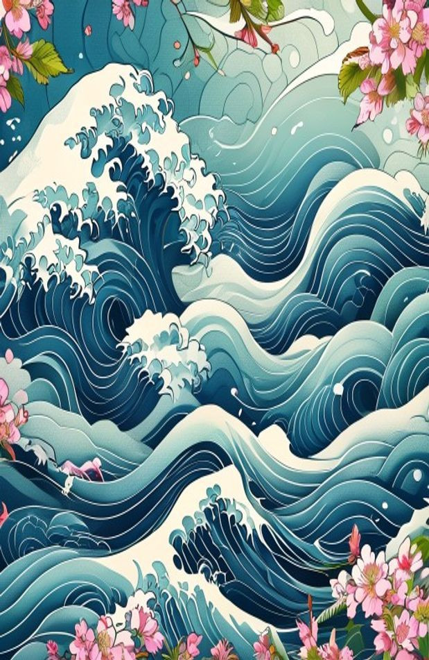 Japanese Wave AI Wallpaper