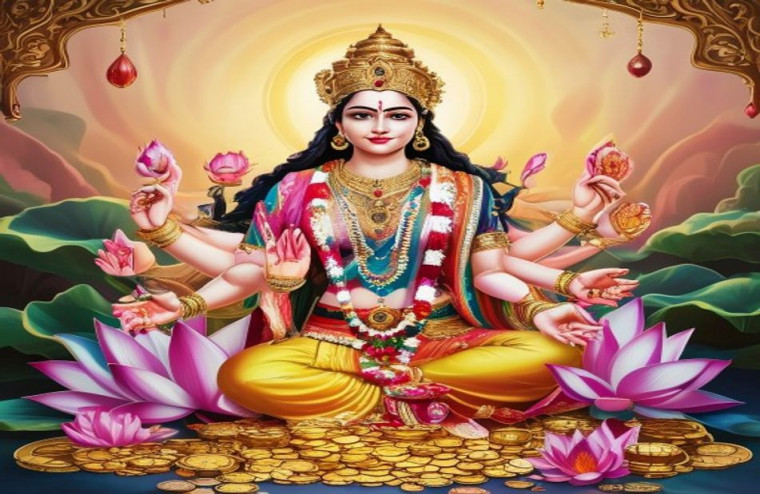 God Lakshmi AI Wallpaper