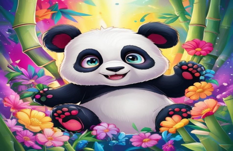 Cute Anime Panda AI Wallpaper