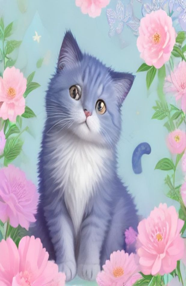 Cute Cartoon Cat AI Wallpaper