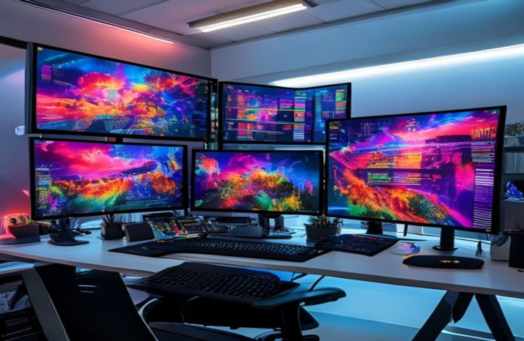 Stacked Monitor AI Wallpaper