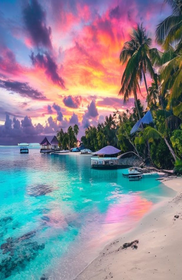 Maldives Beach AI Wallpaper