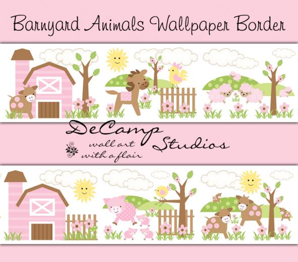 Free download Barnyard Farm Animals Wallpaper Border Wall Decals Girls