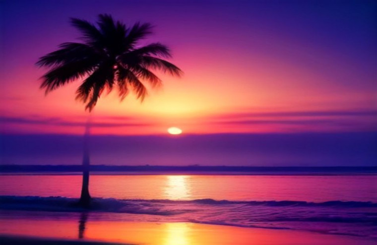 Sunset Beaches AI Wallpaper