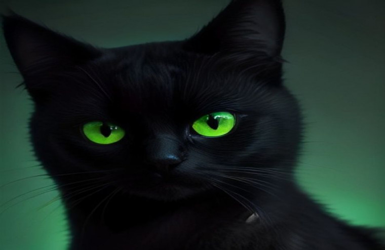 Black Cat Eyes AI Wallpaper