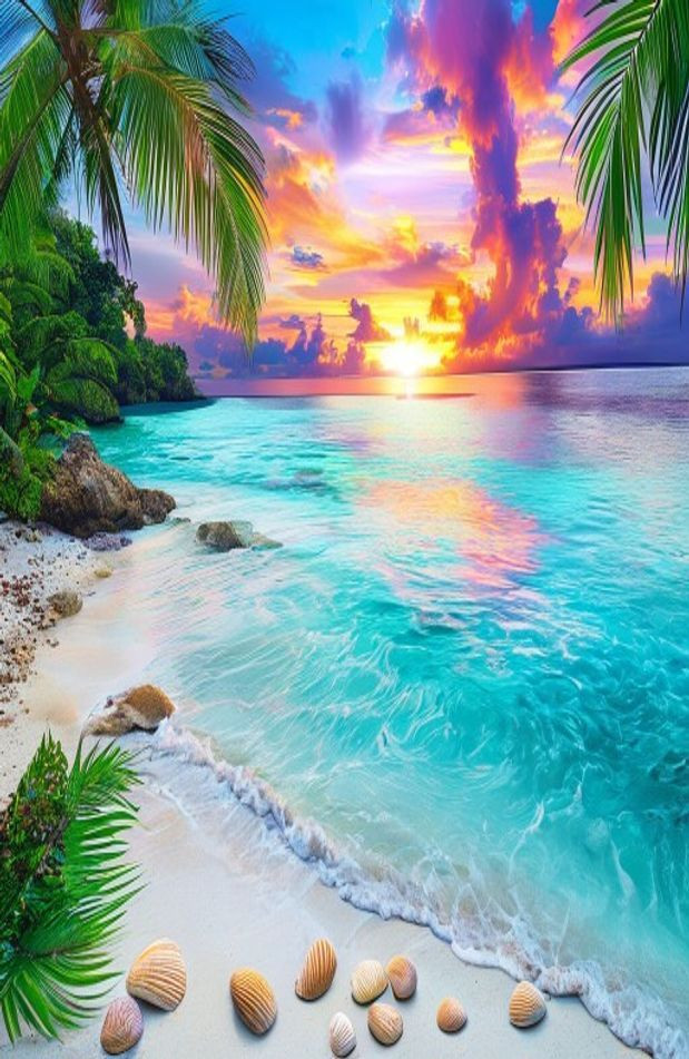 Tropical Beach Pictures AI Wallpaper