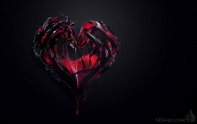 Free download Image of red heart with rays on a black background ...