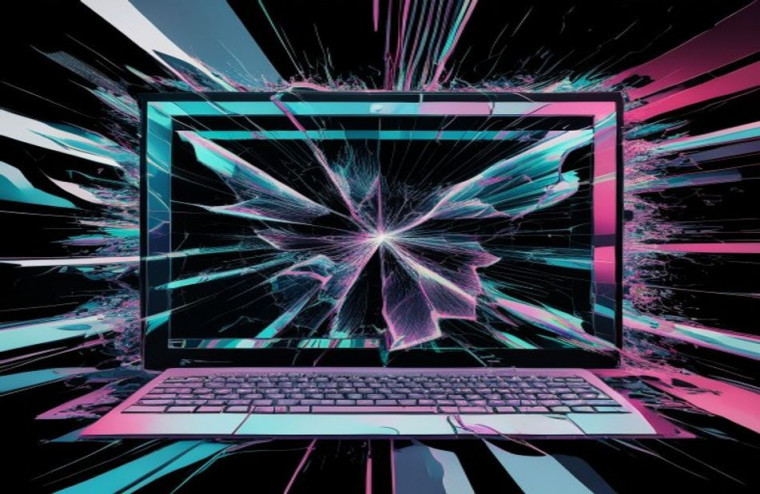 Broken Computer Screen AI Wallpaper
