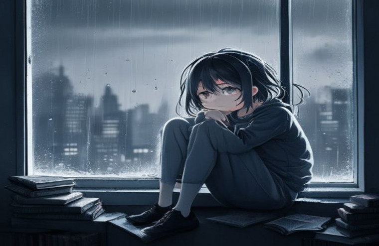 Sad Anime AI Wallpaper