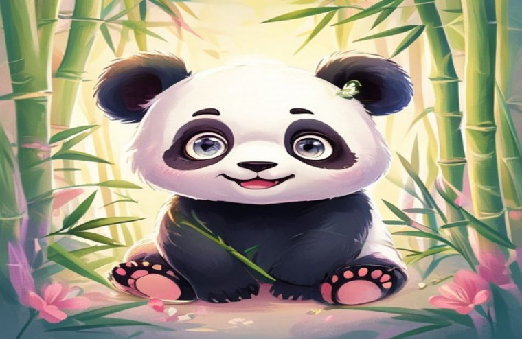 Cute Anime Panda AI Wallpaper
