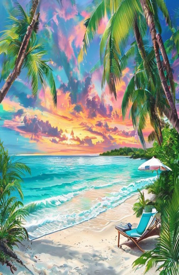 Tropical Beach Pictures AI Wallpaper