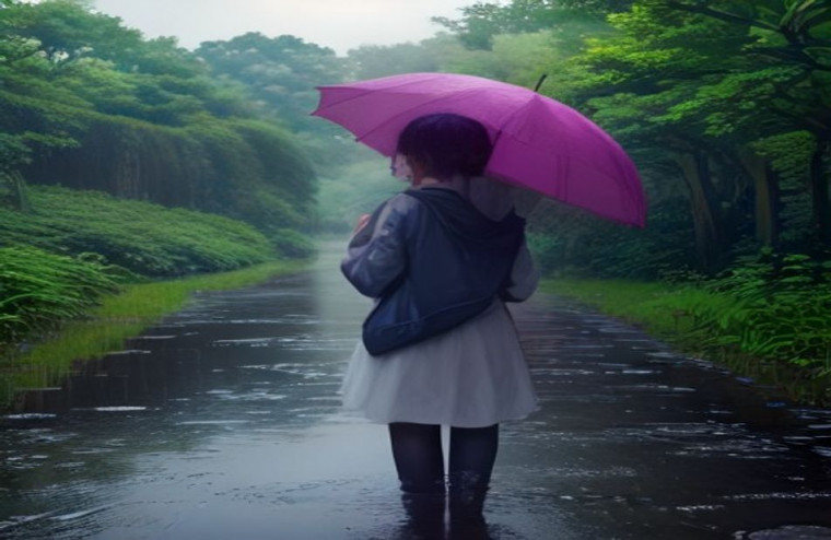 Anime Rain AI Wallpaper