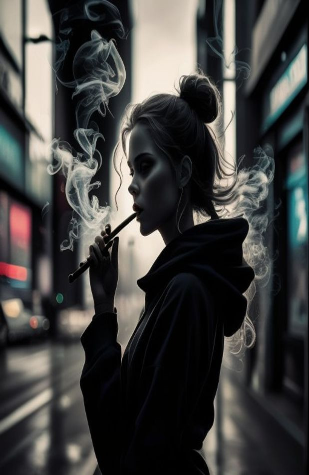 Girl Smoking AI Wallpaper