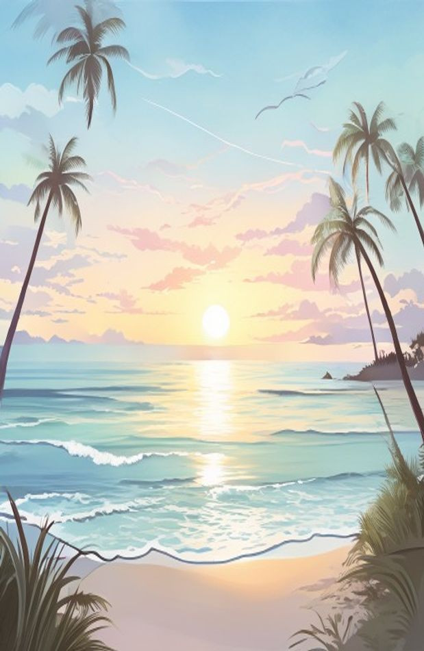 Beach Sunrise AI Wallpaper