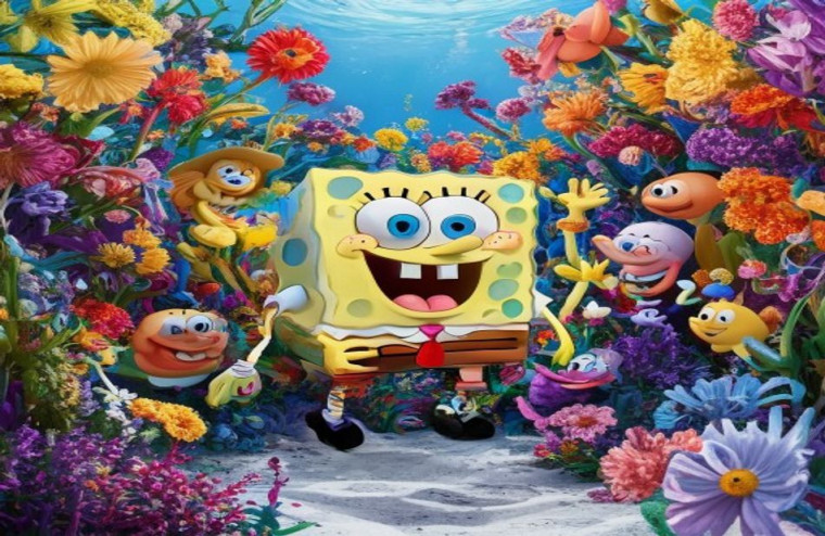 Spongebob Flower AI Background