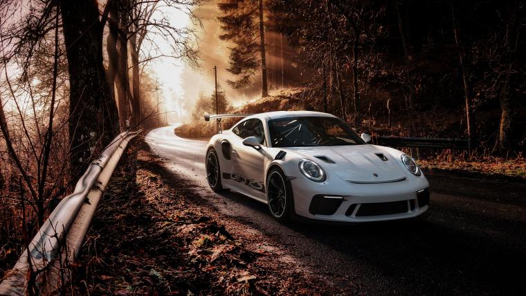 Free download Wallpaper of Blue Car Smoke Porsche 911 GT3 Sport Car