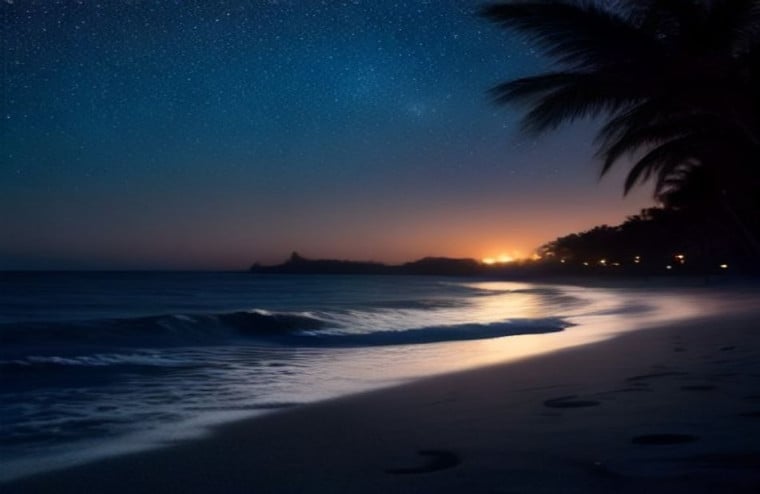 Beach Night HD AI Wallpaper