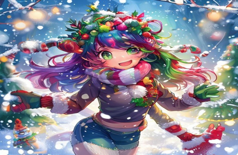 Gacha Christmas Girl AI Wallpaper