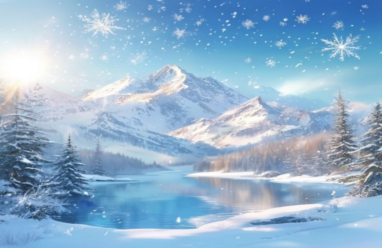 Winter Mountain AI Wallpaper