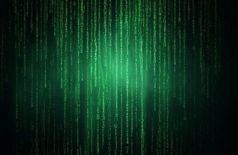 Matrix Binary Code Falling AI Wallpaper