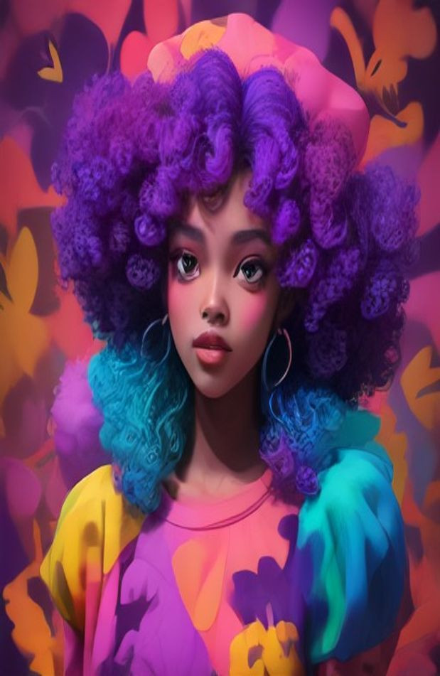 Pretty Black Girl Cartoon AI Wallpaper