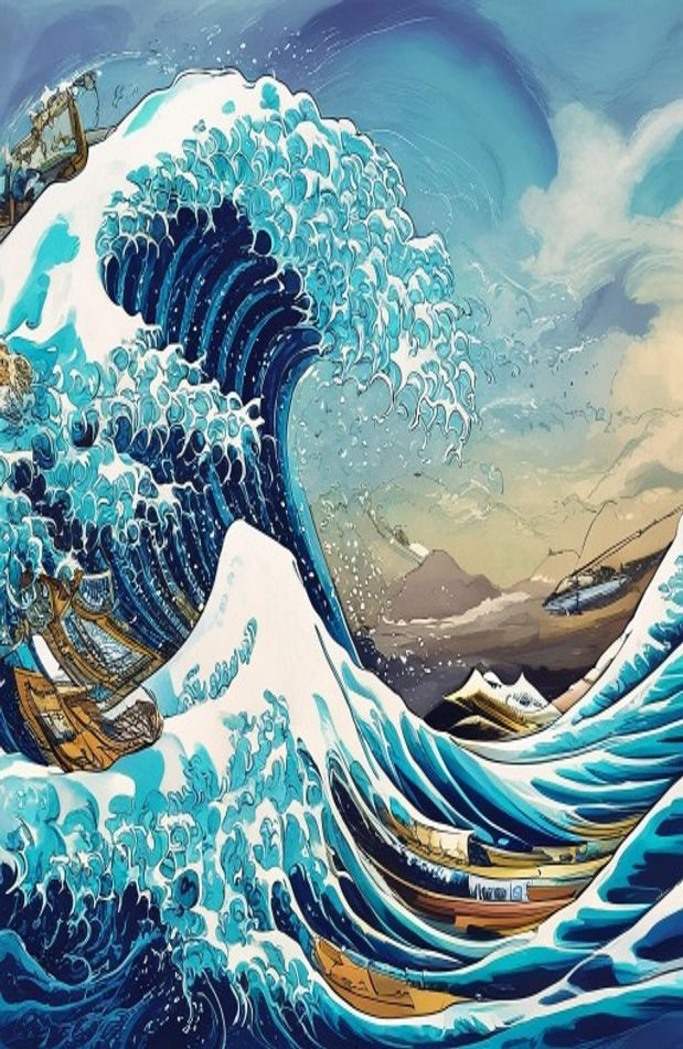 Great Wave Off Kanagawa AI Wallpaper