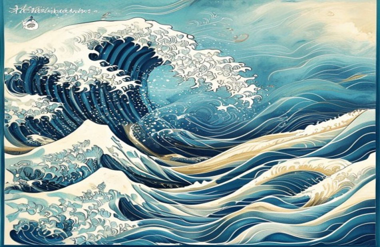 Japanese Wave AI Wallpaper
