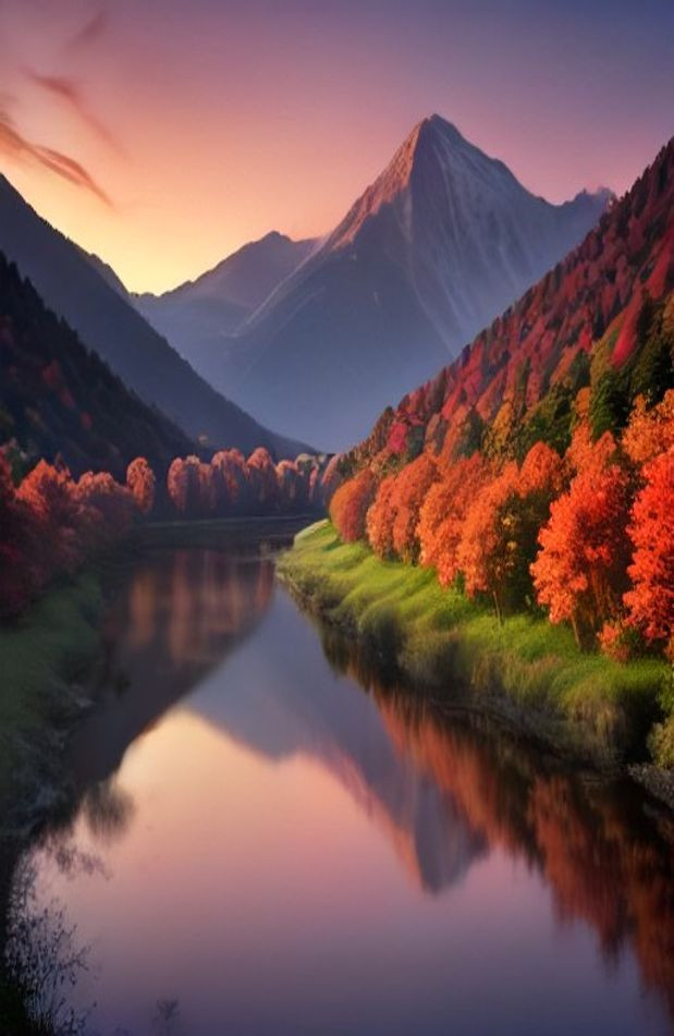 Red Nature AI Wallpaper