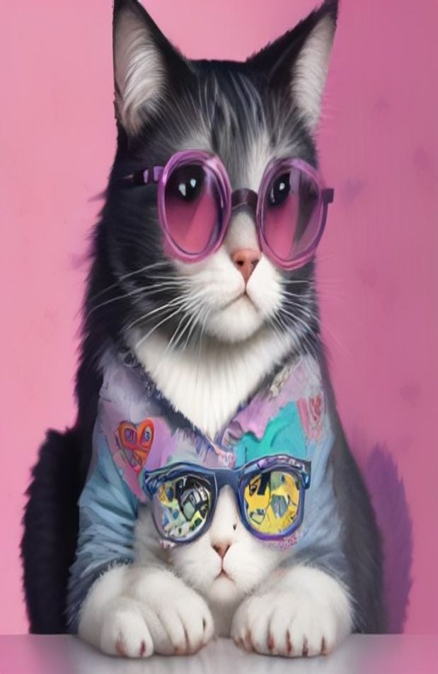 Cat With Glasses AI Wallpaper