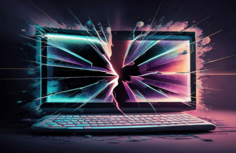 Broken Computer Screen AI Wallpaper