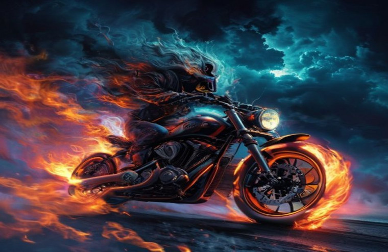 Ghost Rider Bike AI Wallpaper