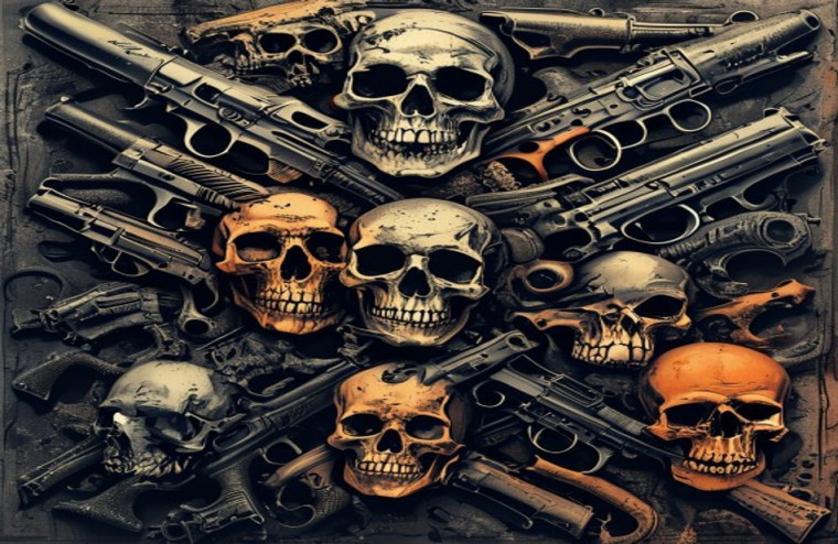 Skulls And Guns AI Wallpaper