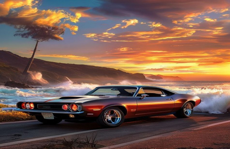 Classic Muscle Car AI Wallpaper