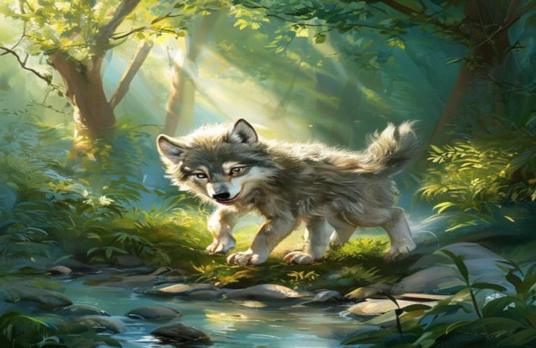 Baby Wolf AI Wallpaper