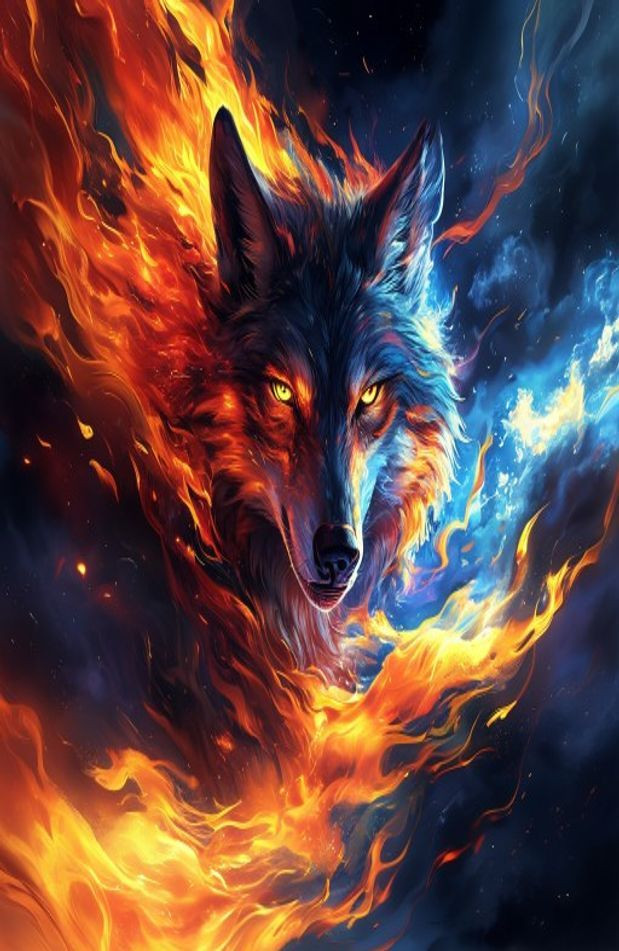 Fire Wolf AI Wallpaper