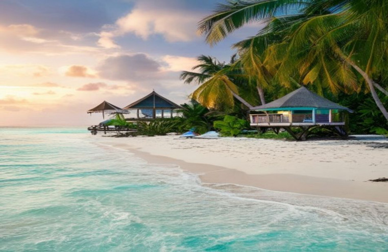 Maldives Beach AI Wallpaper