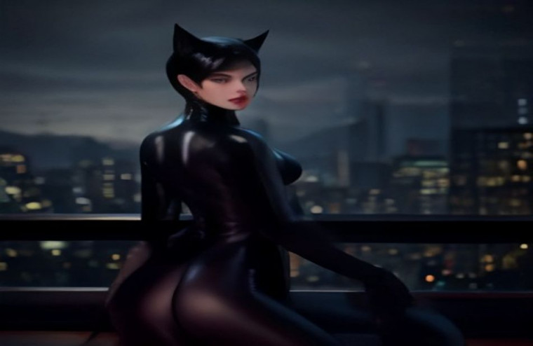 Anne Hathaway Catwoman AI Wallpaper