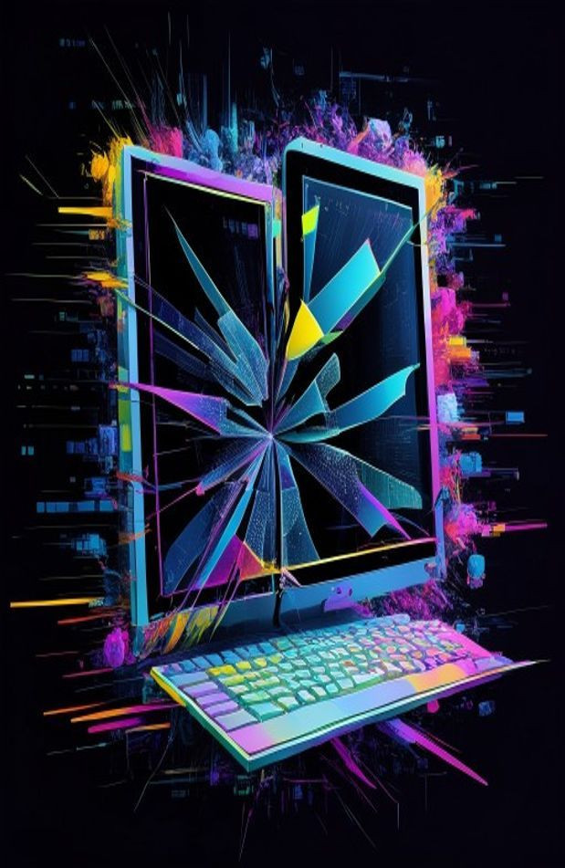 Broken Computer Screen AI Wallpaper