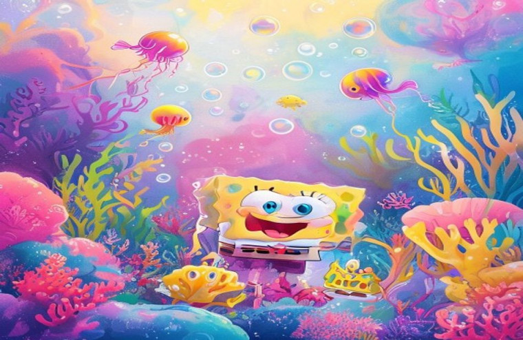 Aesthetic Spongebob AI Wallpaper