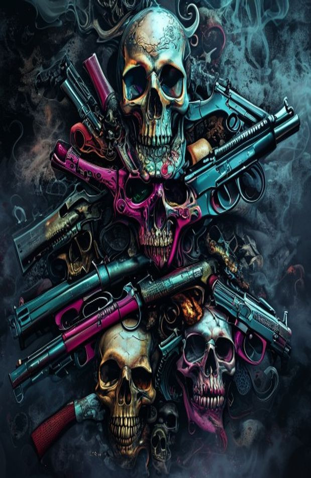 Skulls And Guns AI Wallpaper