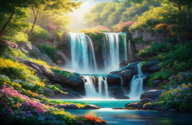 Waterfall AI Wallpaper With Sound