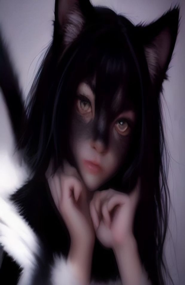 Black Cat Eyes AI Wallpaper
